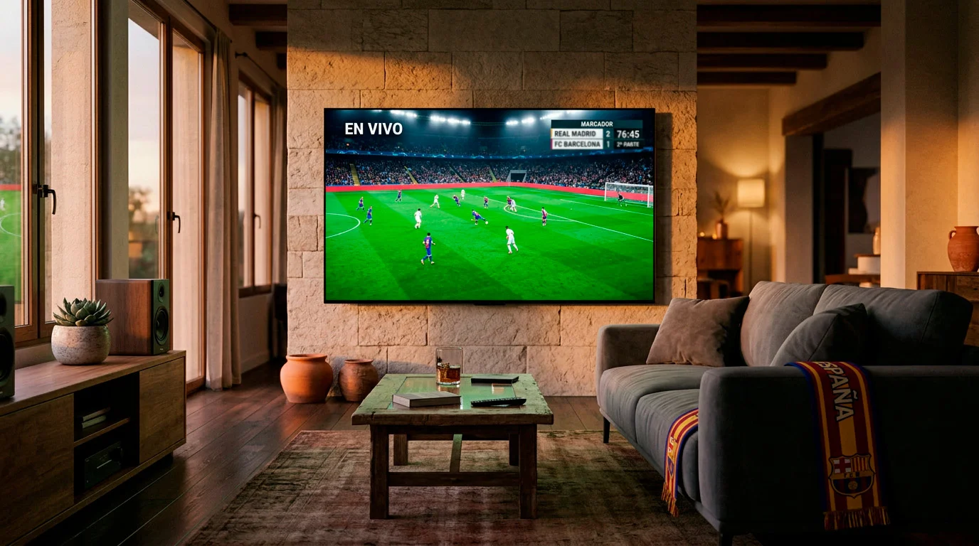 Televisor mostrando un partido de fútbol italiano en una sala de estar española