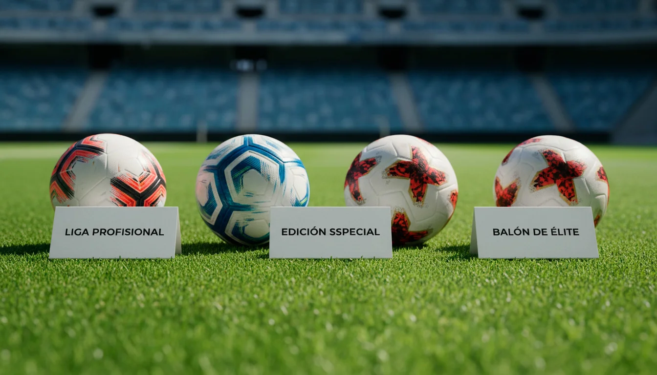 Varios balónes de fútbol de diferentes ligas europeas sobre un césped de estadio